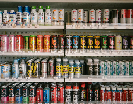 Drinks on a shelf